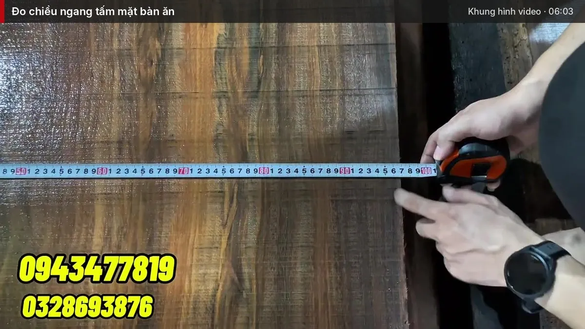 Đo chiều ngang tấm mặt bàn ăn Đo chiều ngang tấm mặt bàn ăn