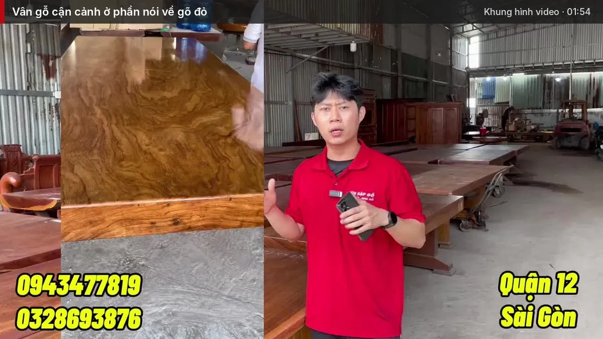 Vân gỗ cận cảnh ở phần nói về gõ đỏ