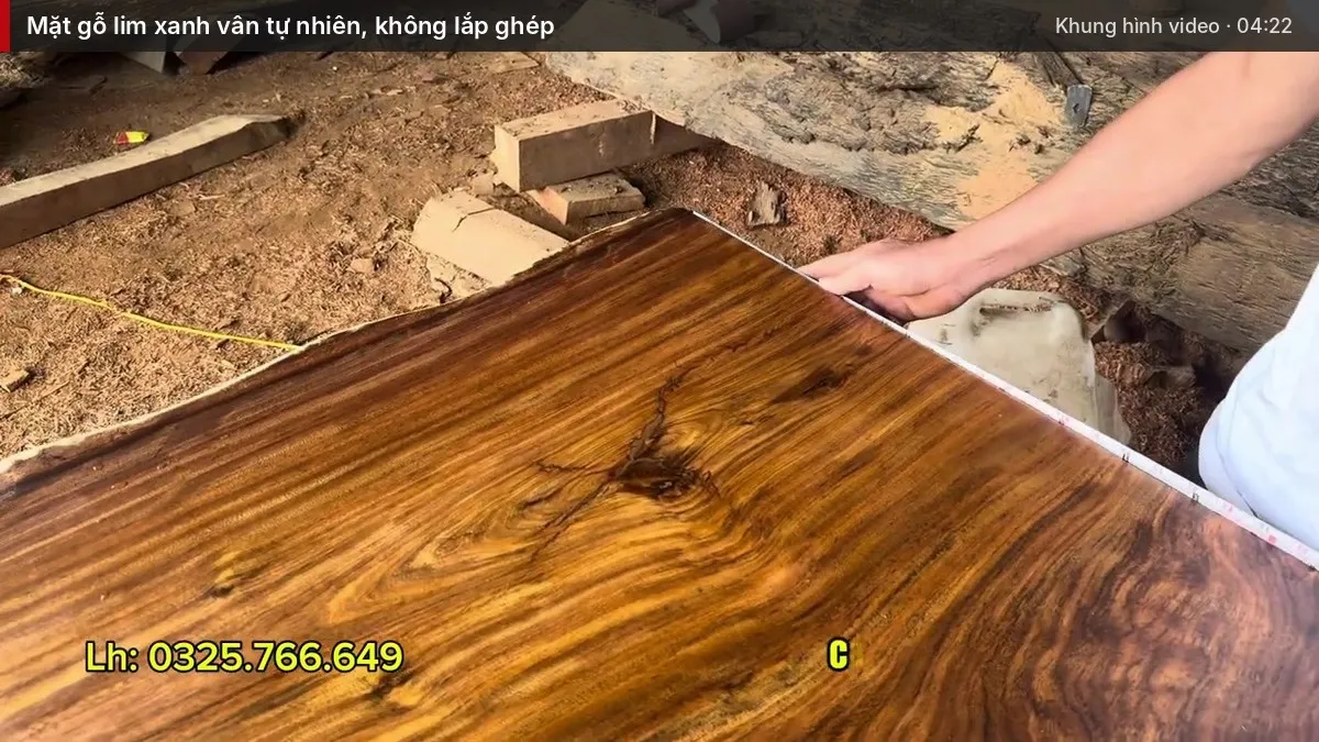 Mặt gỗ lim xanh vân tự nhiên, không lắp ghép