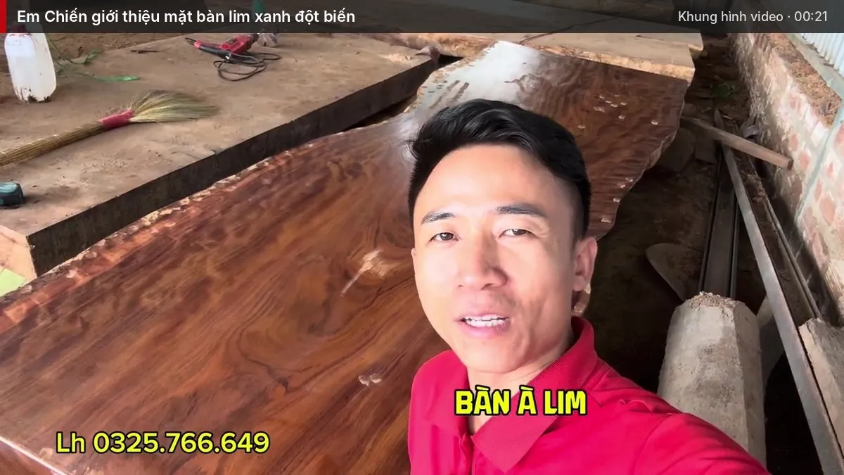 Em Chiến giới thiệu mặt bàn lim xanh đột biến