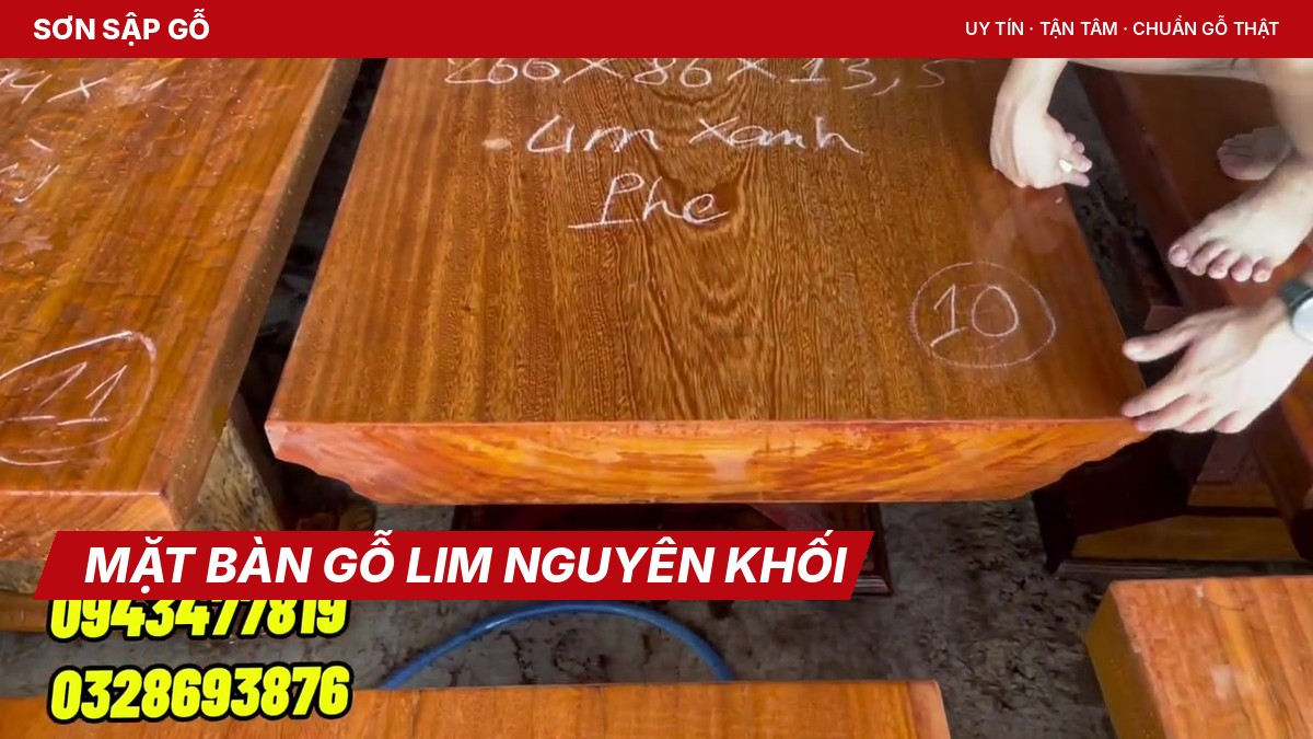 Mã 10 lim xanh phê cạnh để mộc tại xưởng