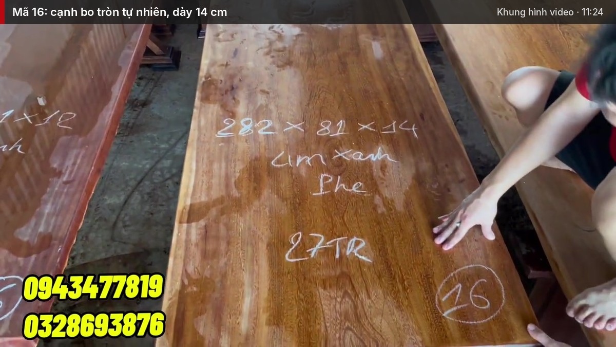 Mã 16: cạnh bo tròn tự nhiên, dày 14 cm Mã 16: cạnh bo tròn tự nhiên, dày 14 cm