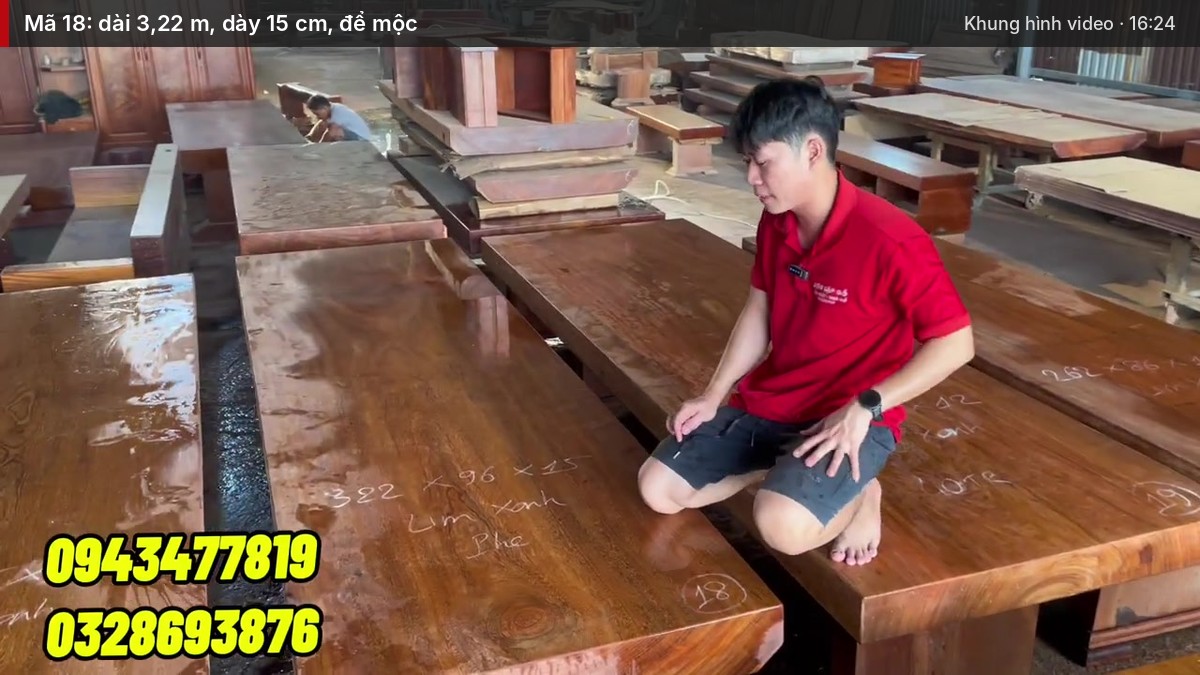 Mã 18: dài 3,22 m, dày 15 cm, để mộc Mã 18: dài 3,22 m, dày 15 cm, để mộc